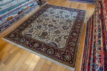 Hand-Knotted Mashad Palace Rug From India