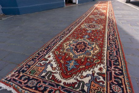 Hand-Knotted Indo Serapi Runner From India