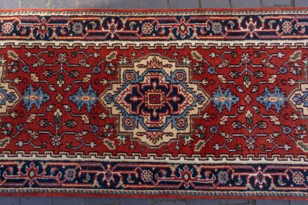 Hand-Knotted Indo Serapi Runner From India