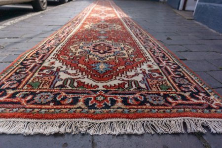 Hand-Knotted Indo Serapi Runner From India