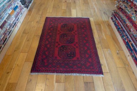 Hand-Knotted Aqcha Rug From Afghanistan