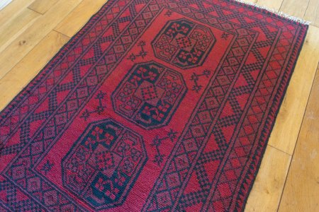 Hand-Knotted Aqcha Rug From Afghanistan