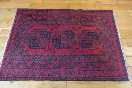 Hand-Knotted Aqcha Rug From Afghanistan