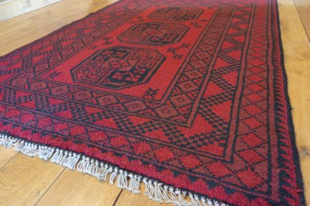 Hand-Knotted Aqcha Rug From Afghanistan