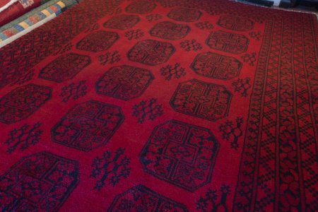 Hand-Knotted Aqcha Rug From Afghanistan