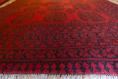Hand-Knotted Aqcha Rug From Afghanistan