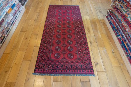Hand-Knotted Aqcha Rug From Afghanistan
