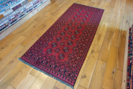 Hand-Knotted Aqcha Rug From Afghanistan