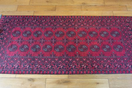 Hand-Knotted Aqcha Rug From Afghanistan