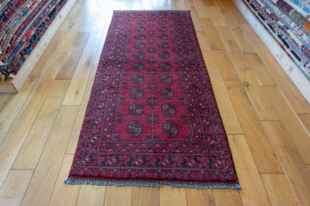Hand-Knotted Aqcha Rug From Afghanistan