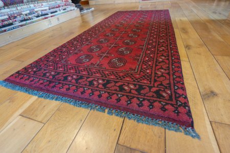 Hand-Knotted Aqcha Rug From Afghanistan