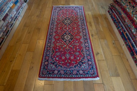 Hand-Knotted Kashan Runner From Iran (Persian)