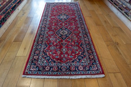 Hand-Knotted Kashan Runner From Iran (Persian)