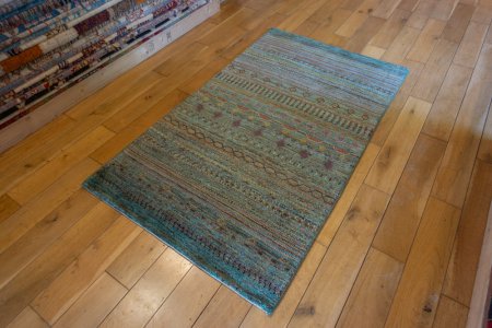 Hand-Knotted Modern Afghan Rug From Afghanistan