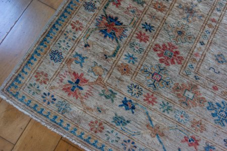 Hand-Knotted Kazak Rug From Afghanistan