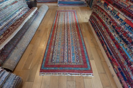 Hand-Knotted Khorjin Runner From Afghanistan