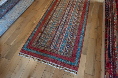 Hand-Knotted Khorjin Runner From Afghanistan