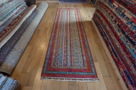 Hand-Knotted Khorjin Runner From Afghanistan