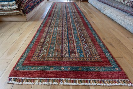 Hand-Knotted Khorjin Runner From Afghanistan