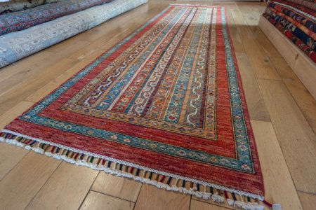 Hand-Knotted Khorjin Runner From Afghanistan