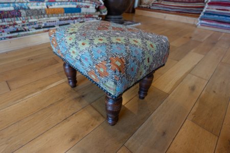 Hand-Made Mazar Kilim Footstool From Afghanistan