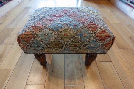 Hand-Made Mazar Kilim Footstool From Afghanistan