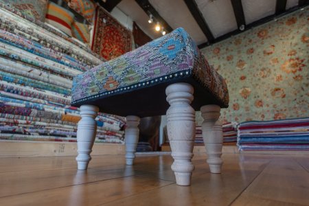 Hand-Made Mazar Kilim Footstool From Afghanistan
