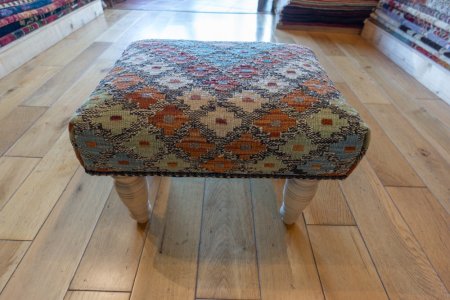 Hand-Made Mazar Kilim Footstool From Afghanistan