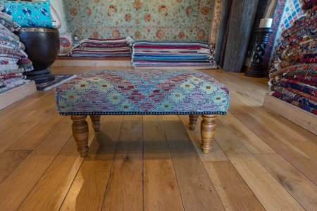 Hand-Made Mazar Kilim Footstool From Afghanistan