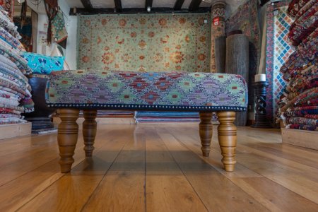 Hand-Made Mazar Kilim Footstool From Afghanistan