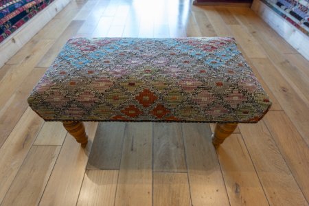 Hand-Made Mazar Kilim Footstool From Afghanistan