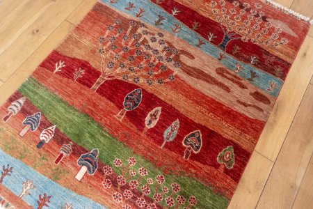 Hand-Knotted Khorjin Rug From Afghanistan