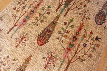 Hand-Knotted Khorjin Rug From Afghanistan