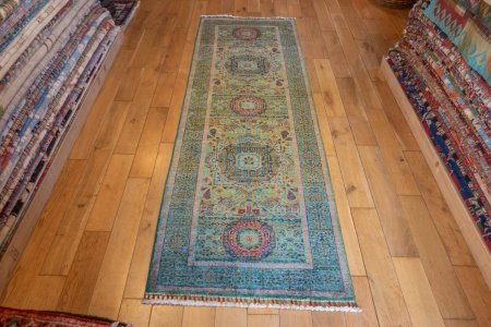 Hand-Knotted Fine Mamluk Runner From Afghanistan