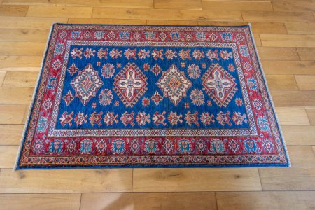 Hand-Knotted Kazak Rug From Afghanistan