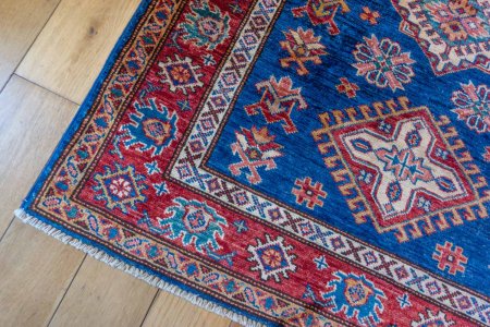 Hand-Knotted Kazak Rug From Afghanistan