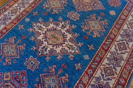 Hand-Knotted Kazak Rug From Afghanistan
