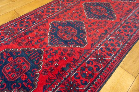 Hand-Knotted Kundoz Runner From Afghanistan