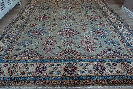 Hand-Knotted Kazak Rug From Afghanistan