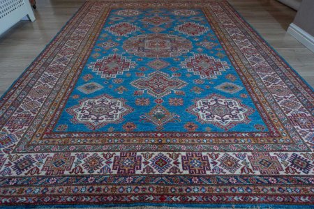 Hand-Knotted Kazak Rug From Afghanistan