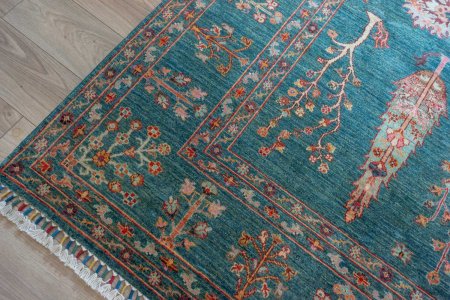 Hand-Knotted Khorjin Rug From Afghanistan