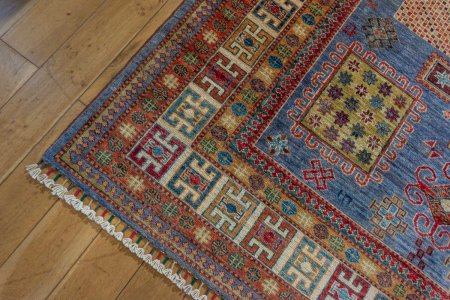 Hand-Knotted Kazak Rug From Afghanistan