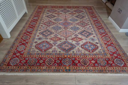Hand-Knotted Kazak Rug From Afghanistan