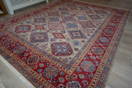 Hand-Knotted Kazak Rug From Afghanistan