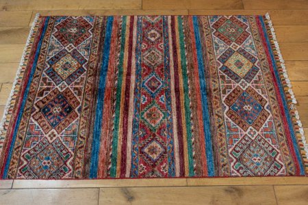 Hand-Knotted Khorjin Rug From Afghanistan