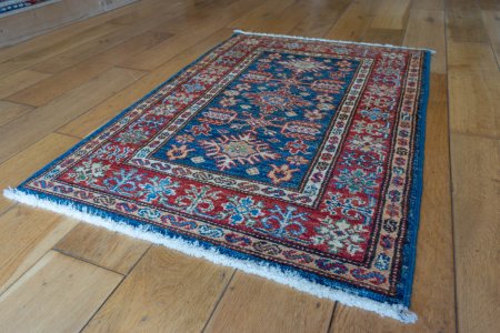 Hand-Knotted Kazak Rug From Afghanistan