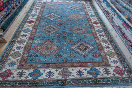 Hand-Knotted Kazak Rug From Afghanistan