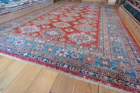 Hand-Knotted Kazak Rug From Afghanistan
