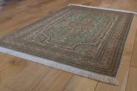 Hand-Knotted Qum Silk Rug From Iran (Persian)