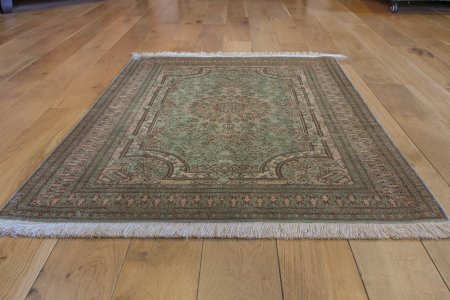 Hand-Knotted Qum Silk Rug From Iran (Persian)